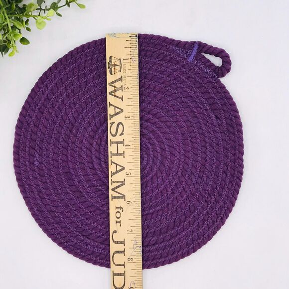 Purple Rope Trivet Hotpad Boho One Trivet Cotton Cottage Core - Picture 3 of 3